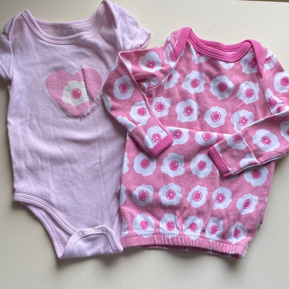 🌻Pink Floral Baby Onesie and Dress Set